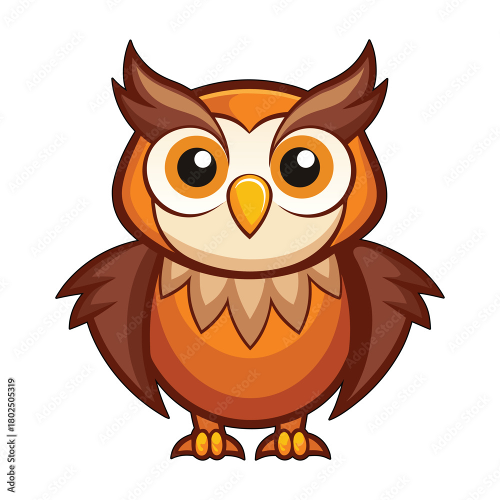 Naklejka premium cute cartoon owl vector illustration with big eyes and wings