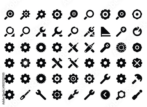 Bold Search & Settings Tools Icon Set
