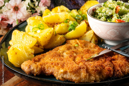 Pork chop with potatoes.
