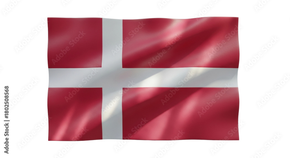 Fototapeta premium Waving denmark flag with red background and white nordic cross