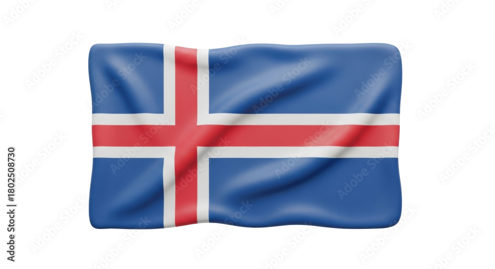 Fototapeta premium Waving icelandic flag with blue, red, and white colors