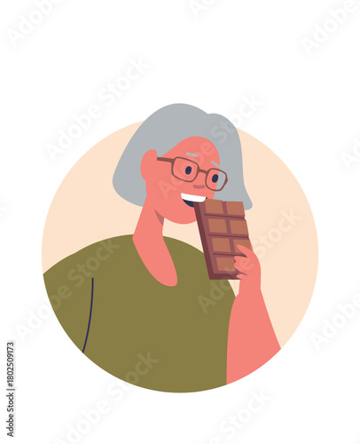 Elderly woman eating chocolate avatar