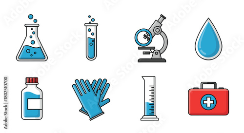 Science exploration with laboratory equipment and safety gear for innovative research or experiments in a modern lab setting perfect for study aid visuals, Generative AI.
