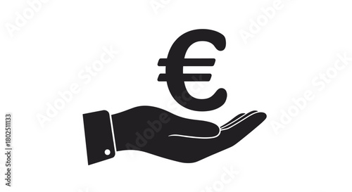 Offering European prosperity with open hands showcasing investment and financial opportunity in Europe financial solutions simple black and white design, Generative AI.