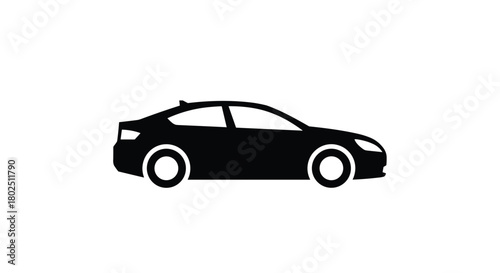Sleek black car icon for modern transportation designs perfect for automotive websites and apps showcasing mobility and clean vehicle technology, Generative AI.