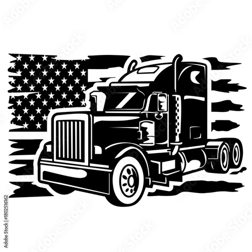Semi truck with flag