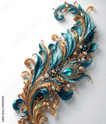 Detailed Studio Shot of Precious Metal and Gemstone Sculpture