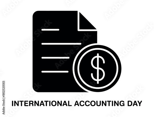 International Accounting Day is celebrated with a document icon and a coin icon.