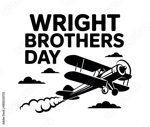Wright Brothers Day celebrates aviation innovation with a vintage biplane soaring through the clouds.