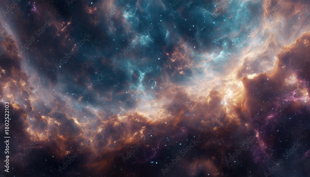 Fototapeta premium Abstract Deep Space Cosmos: A Dark And Futuristic Exploration Of The Universe Through Science, Stars, And Nebulae In A Panoramic Nature Wallpaper