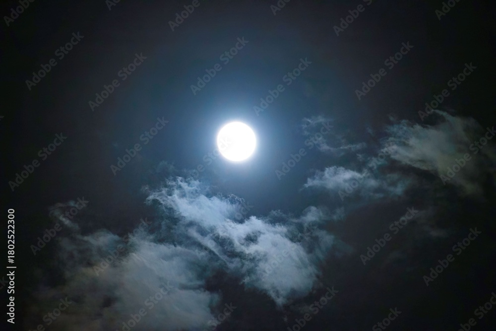 Fototapeta premium super moon and cloud sky at night