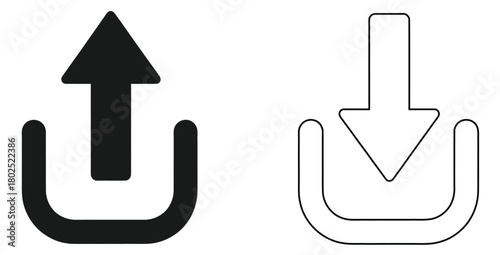 Upload and download icons representing data transfer and file management operations