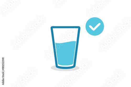 A glass of water icon with a checkmark suggests quality refreshment is available