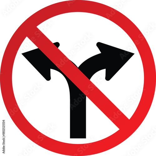 No right or left turn sign prohibition vector illustration traffic regulation and safety warning for drivers