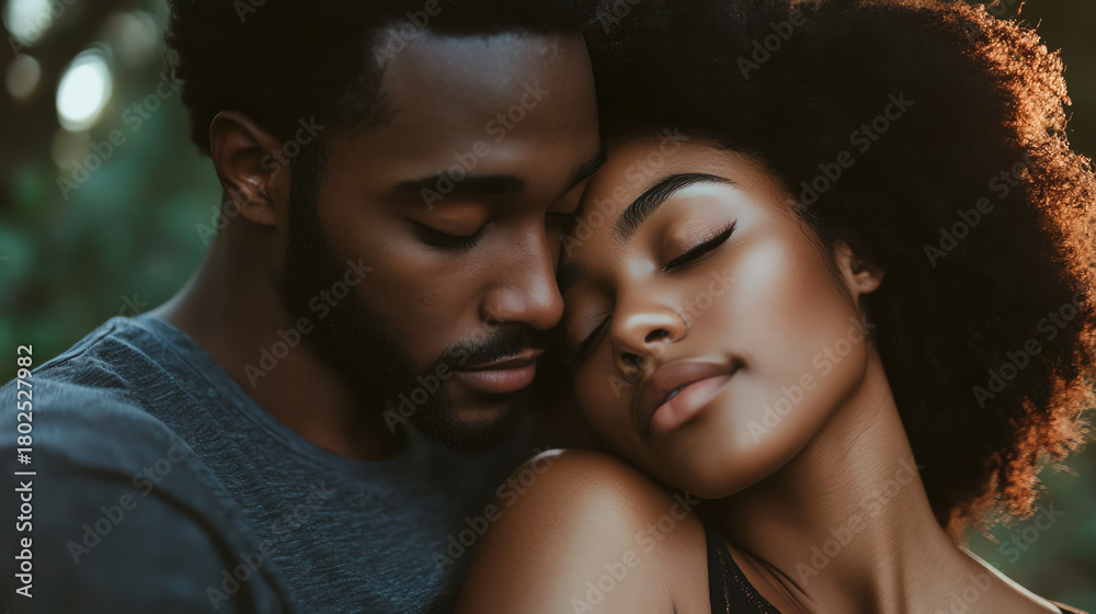 Fototapeta premium Couple leaning on each other peacefully