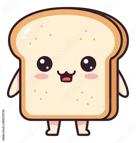 Kawaii toasted bread slice character illustration background