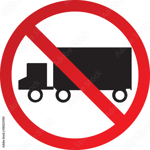 No trucks allowed sign red circle with a truck silhouette vector illustration for traffic regulations and safety guidelines