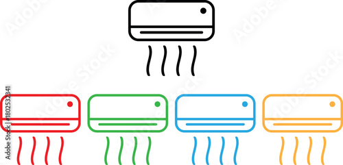 Colorful air conditioner icon set in different colors . Air conditioning icon . Vector illustration