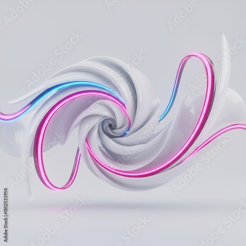 Abstract Coiling Forms on a Seamless Light Grey Background