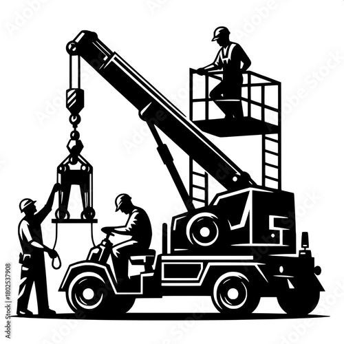 Worker Operating Mini Crane
