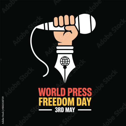 Fist holding microphone and pen nib for World Press Freedom Day
