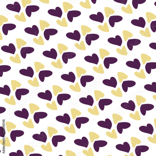 pattern of hearts in purple and yellow wavy effect vector illustration pop art retro style 