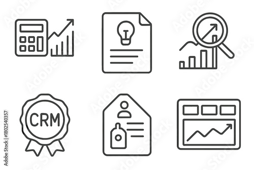 Angel Investor Tools Icons. Line style icons of Angel Investor Tools: Investment tracker icon, pitch deck viewer file, startup