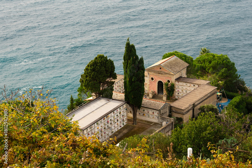 Cemetery in Manarola in autumn, Cinque Terre, Ligury, Italy