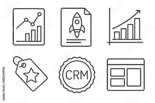 Angel Investor Tools Icons. Line style icons of Angel Investor Tools: Investment tracker icon, pitch deck viewer file, startup