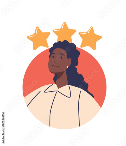 Woman with consumer rating star