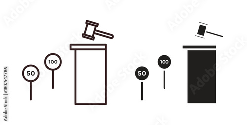 Auction icon concept. Glyph vector illustration isolated. Simple solid style.