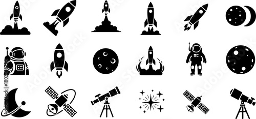 Mass media vector icon set on white background Pro Vector illustrations