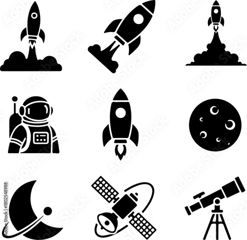 Mass media vector icon set on white background Pro Vector illustrations