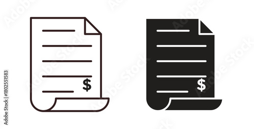Bill paid icon concept. Glyph vector illustration isolated. Simple solid style.