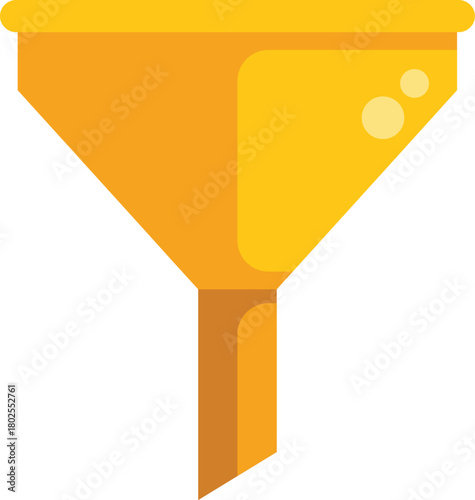 Yellow funnel concentrating liquids, ideal for filtering, pouring, sorting, and transferring various substances efficiently