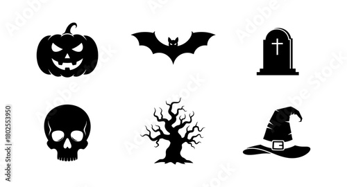 Halloween silhouette collection: pumpkins, bats, and more