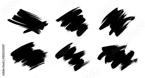 Artistic black brush strokes set for creative design projects