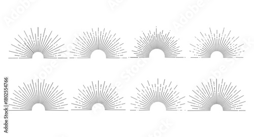 Minimalist linear sunburst designs with elegant radiating lines