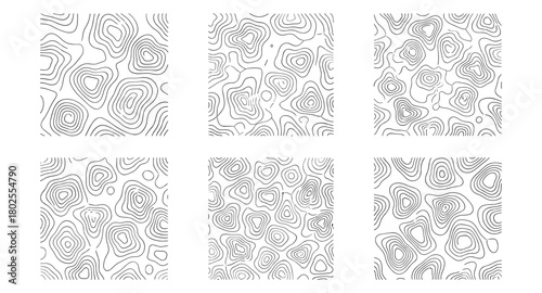 Set of topographic line pattern designs for mapping and data visualization