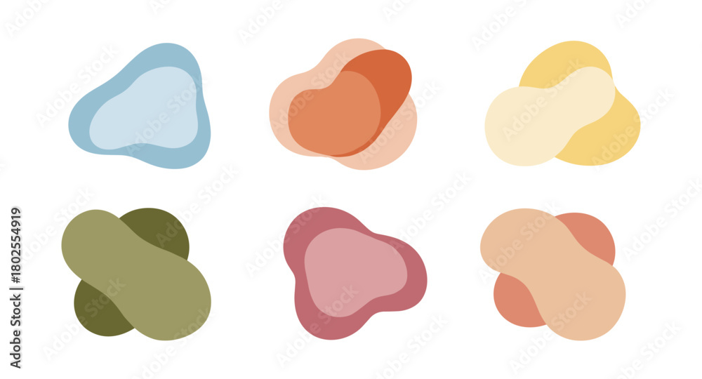 Obraz premium Abstract organic shapes in soft pastel colors with overlapping design