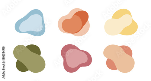 Abstract organic shapes in soft pastel colors with overlapping design