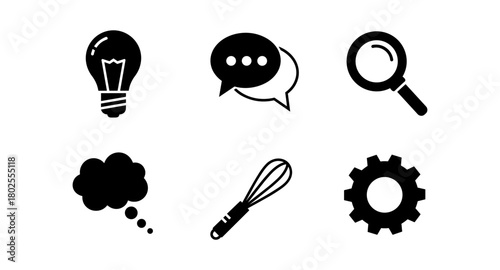 Silhouette icons: creativity and communication in black and white design