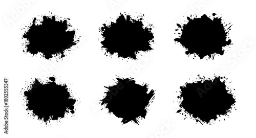Set of grunge ink splatters and blots for creative design projects