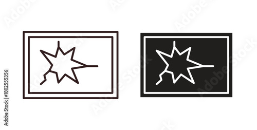 Broken window icon concept. Glyph vector illustration isolated. Simple solid style.