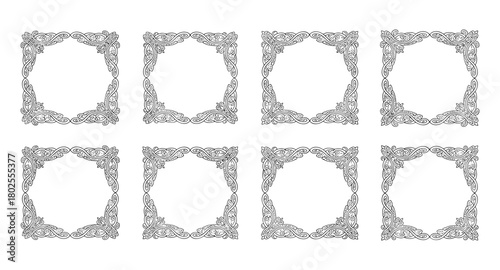 Ornate celtic frame set: detailed symmetrical border designs