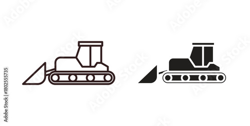 Bulldozer icon concept. Glyph vector illustration isolated. Simple solid style.