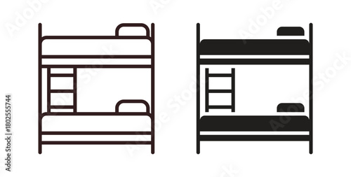 Bunk bed icon concept. Glyph vector illustration isolated. Simple solid style.