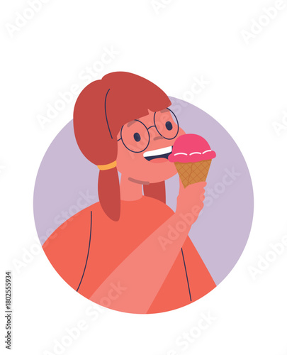 Girl child eating ice-cream avatar