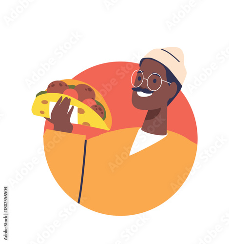 Man eating burritos fast food