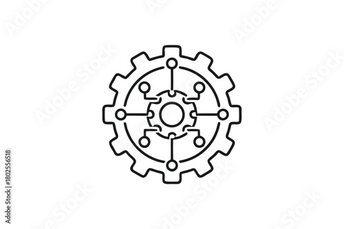 Circuit connections within a gear symbolize modern engineering and technological advancement with intricate design